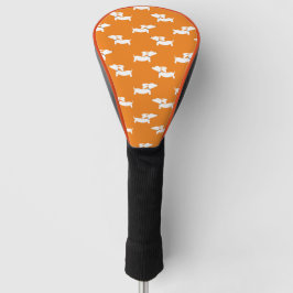 Golf Playing Dackel Mama Orange Golf Headcover