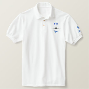 Golf Polo W/F-16 und Rufzeichen (nur weiß)