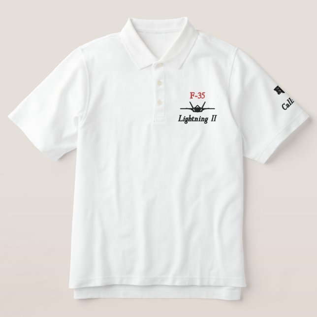 Golf Polo W/F-35 und Rufzeichen (nur hell) (Design Vorderseite)