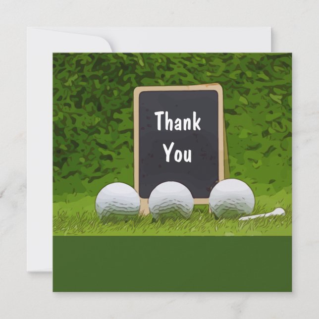 Golf Postcard mit Dankeschön Wort auf schwarzer Br Karte (Vorderseite)