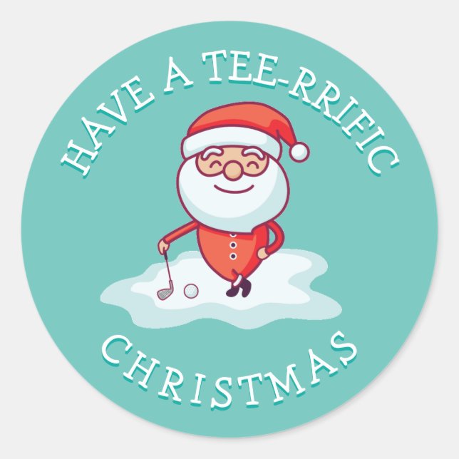 Golf Pun Santa Claus Runder Aufkleber (Vorderseite)