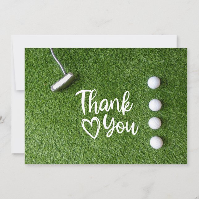 Golf Putter auf grünem Gras Danke (Vorderseite)