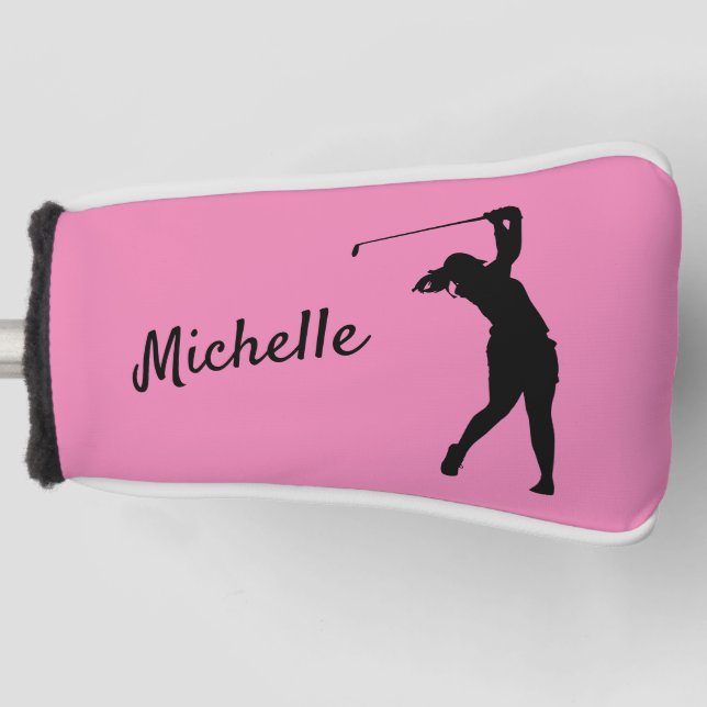 Golf Putter Cover "golfer Michelle" pink Golf Headcover (Vorderseite)