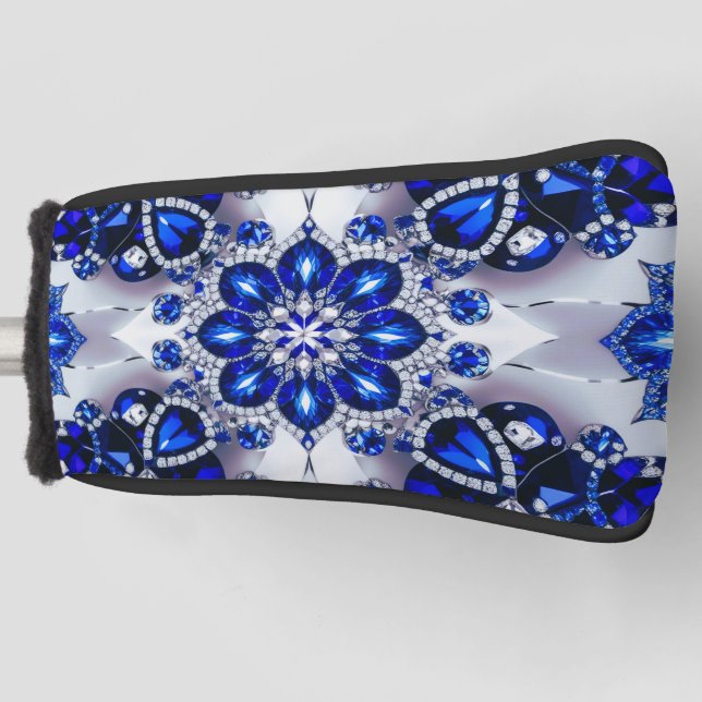 Golf Putter Cover mit blauweißem Farbdesign Golf Headcover (Vorderseite)