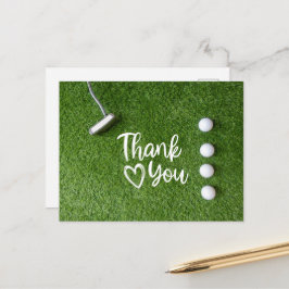 Golf Putter sind auf grünem Gras Danke Postkarte