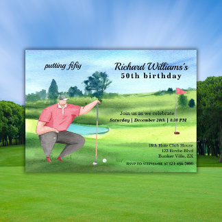 Golf Putting Fifty 50. Geburtstag Einladung