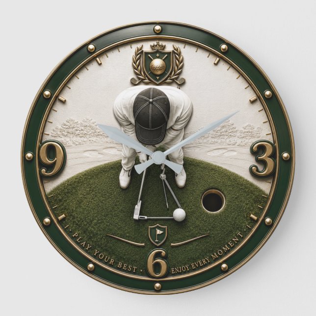 Golf Putting Golfer Gift Große Wanduhr (Vorderseite)