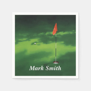 Golf Putting Green mit Namen Serviette