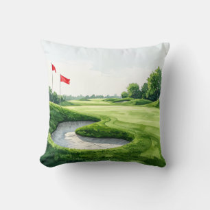 Golf Putting Green mit roter Flagge Kissen