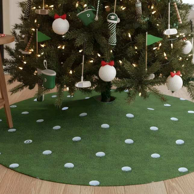 Golf Putting Green Monogram Weihnachtsbaumrock Polyester Weihnachtsbaumdecke (Celebrate Golfmas with a swing! A must-have tree skirt for any golf fanatic's festive home.)