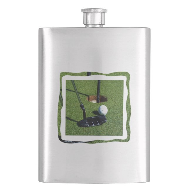 Golf Putting the Green , Classic Hip Flask Flachmann (Vorderseite)