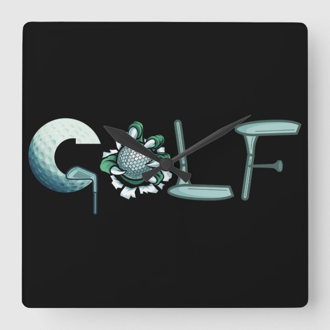 Golf Quadratische Wanduhr (Vorderseite)