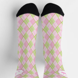 Golf Raute Muster Rosa grüne Golfbezeichnung Socken
