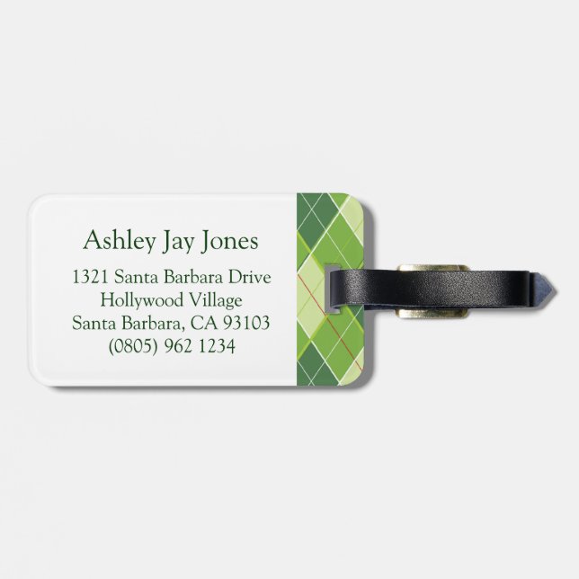 Golf Raute Tee Green Gepäckanhänger (Rückseite horizontal)