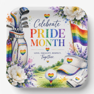Golf Regenbogen auf dem Fairway Pride Golf Feier Pappteller