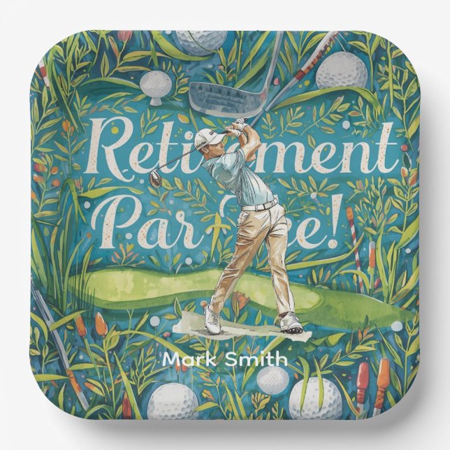 Golf-Rente für Golfer Pappteller (Vorderseite)