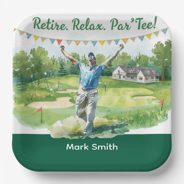 Golf-Rente für Golfer Pappteller (Vorderseite)