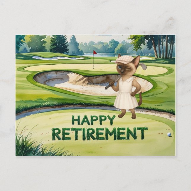 Golf-Rente für Siameskatzenliebhaber Postkarte (Vorderseite)