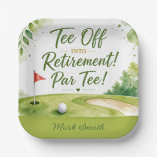 Golf-Rentner-Papierplatten Im Ruhestand und auf Pappteller