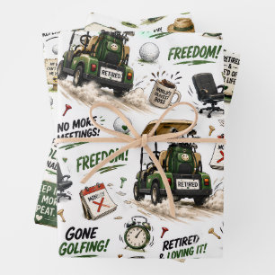 Golf-Rentner-Thema für Golfer Geschenkpapier Set