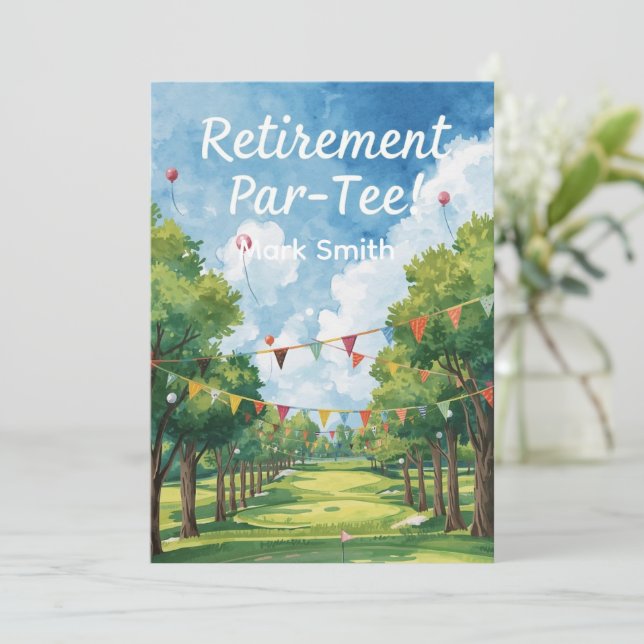 GOLF RETIREMENT REReifen, Relax & ParTee für Golfe Einladung (Stehend Vorderseite)