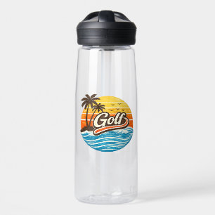 Golf Retro-Sonnenuntergangs-Design Trinkflasche
