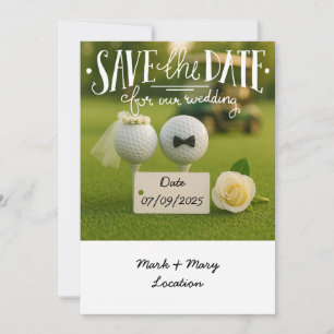 Golf rettet das Datum für unsere Hochzeit mit Golf Einladung