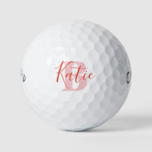 Golf Rosa Monogramm Name erste Golfbälle