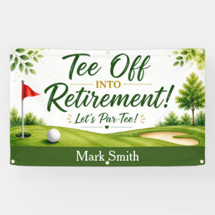 Golf-Ruhestand mit Ball Par Startzeit auf Grün Banner