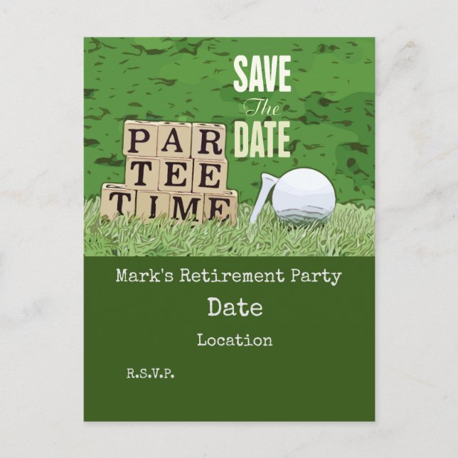 Golf-Ruhestand mit Ball par tee-Zeit auf grün C Postkarte (Vorderseite)