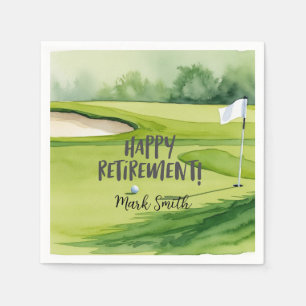 Golf-Ruhestand mit Ball und Flagge auf Putting-Gre Serviette