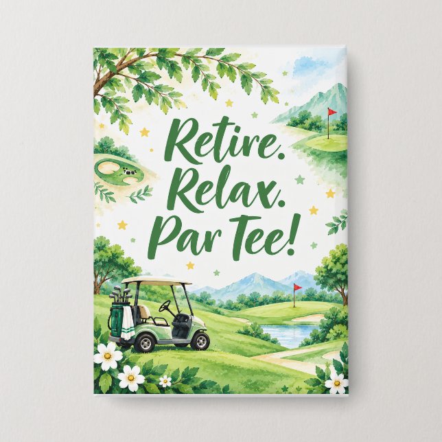 Golf  Ruhestand mit Golf-Flagge Golfbälle Button (Vorderseite)
