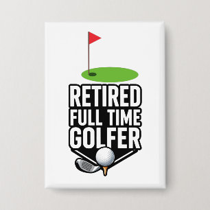 Golf Ruhestand mit Golf-Flagge Golfbälle Button