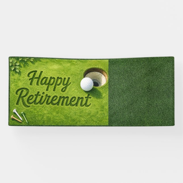 Golf-Ruhestand mit Golfball auf Grün Banner (Horizontal)
