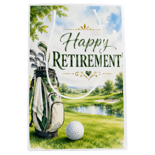 Golf-Ruhestand mit Golfball auf Grün Mittlere Geschenktüte
