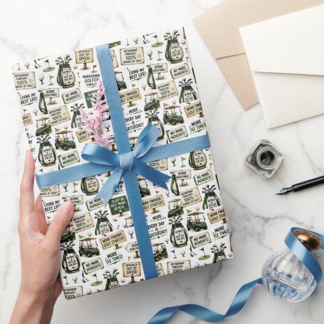 Golf-Ruhestand mit lustigem Wort  Geschenkpapier (Schenken)