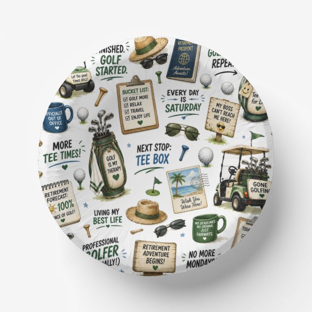 Golf-Ruhestand Thema  Pappteller (Vorderseite)