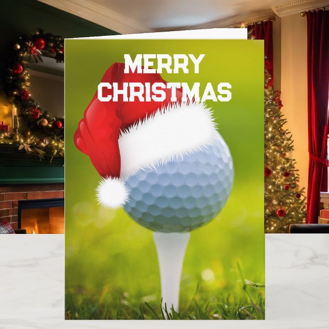 Golf & Santa Claus Custom Christmas Cards Karte (Von Creator hochgeladen)