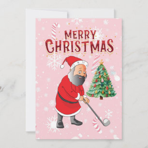 Golf Santa Claus Golf im rosa Hintergrund Einladung