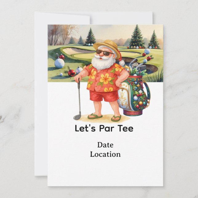 Golf Santa Claus Golf Sommer Weihnachten Einladung (Vorderseite)
