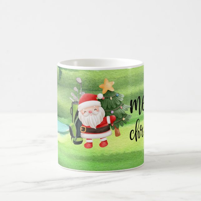 Golf Santa Claus golfen zu Weihnachten Kaffeetasse (Mittel)