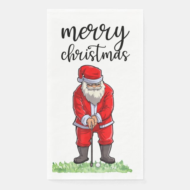 Golf Santa Claus golfen zu Weihnachten Serviette (Vorderseite)