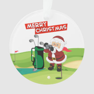Golf Santa Claus Golfer Frohe Weihnachten auf Grün Ornament