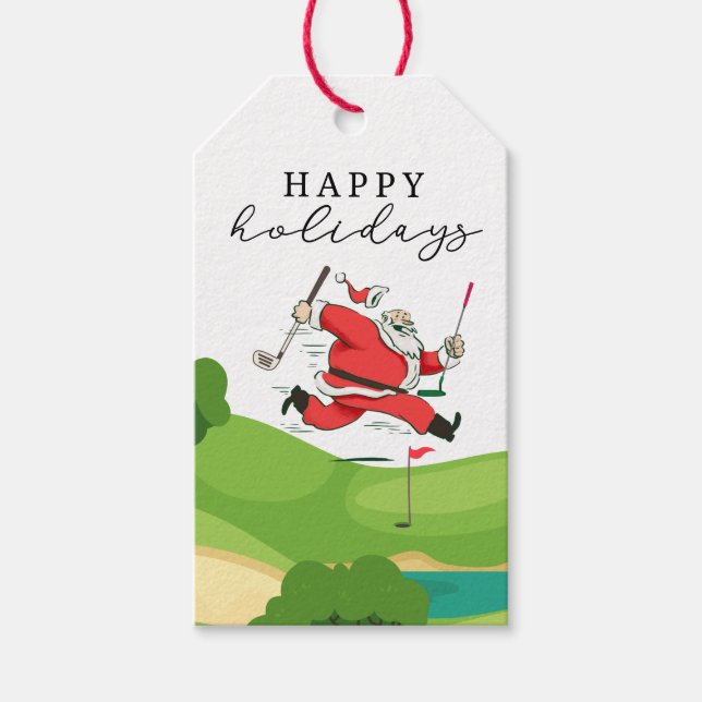 Golf Santa Claus Golfer glücklicher Urlaub Geschenkanhänger (Vorderseite)