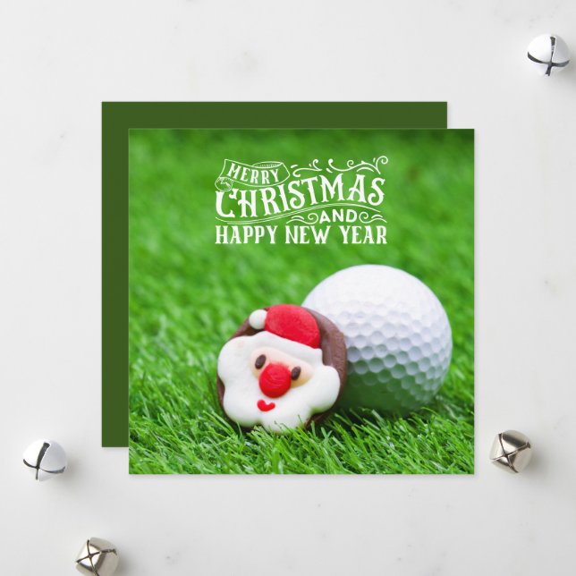 Golf Santa Claus Kopf mit Golfball Weihnachten (Vorderseite/Rückseite Beispiel)
