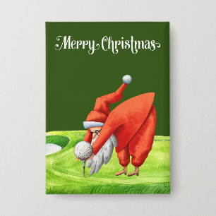 Golf Santa Claus mit Golfbälle auf Grün Button