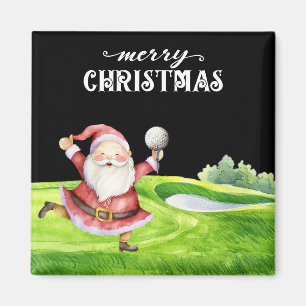 Golf Santa Claus mit Golfbälle auf Grün Magnet