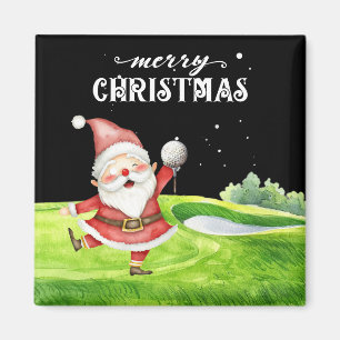 Golf Santa Claus mit Golfbälle auf Grün Magnet