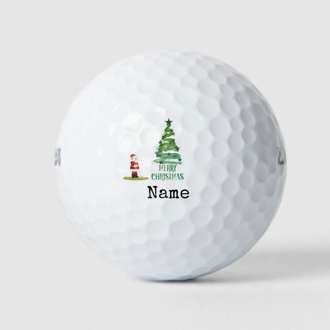 Golf Santa Claus mit Weihnachtsbaum Golfball (Vorderseite)