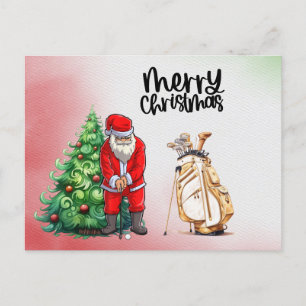 Golf Santa Claus mit Weihnachtsgeschenk für Golfer Feiertagspostkarte